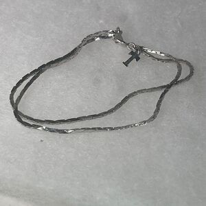 Vintage Trifari double chain silver tone bracelet.